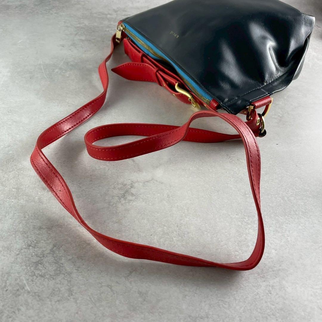 sacai トラペゾイド ベルトショルダーバッグ レザー マルチカラー