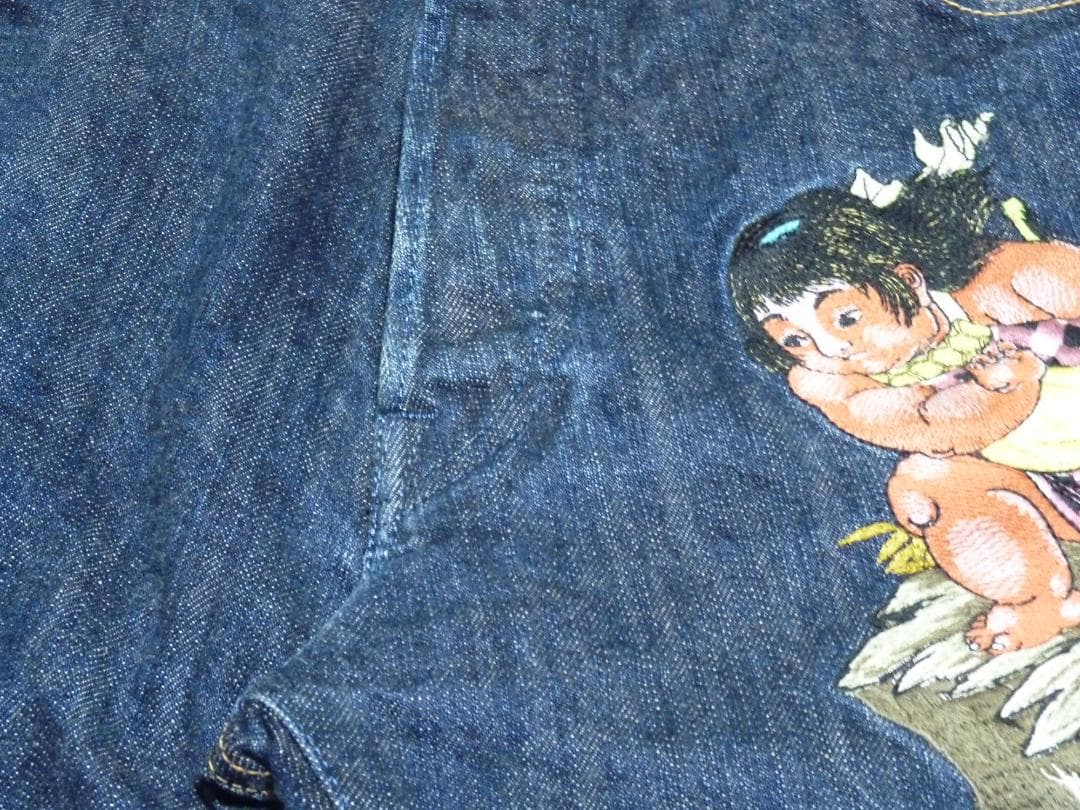 sa　エビス　EVISU　デニムパンツ　インディゴ　カモメ　刺繍　W31