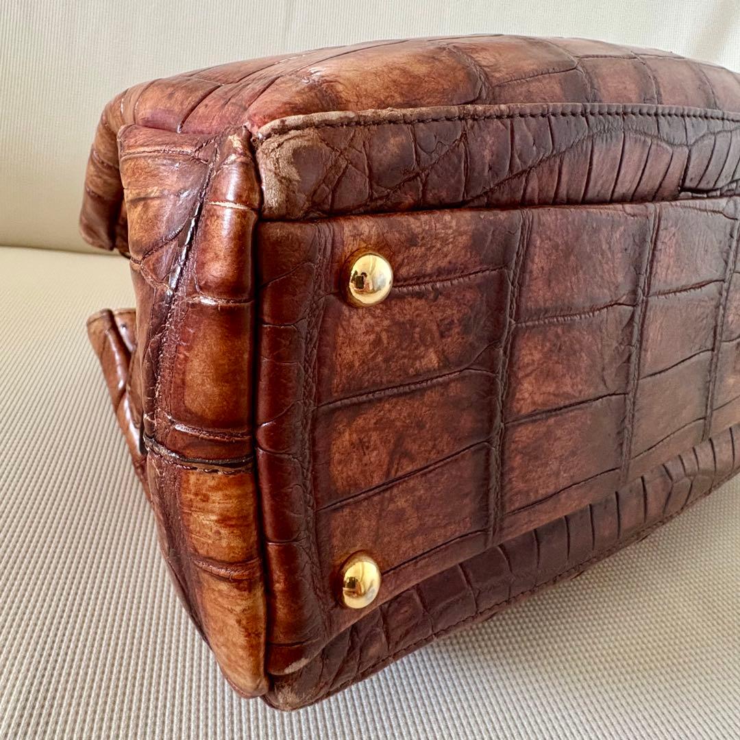 【美品】JRA認定 クロコダイル レザー 2WAY ハンドバッグ 本革 高級感