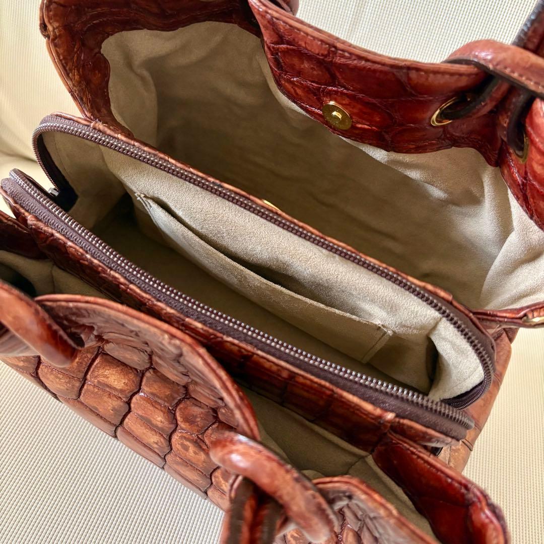 【美品】JRA認定 クロコダイル レザー 2WAY ハンドバッグ 本革 高級感