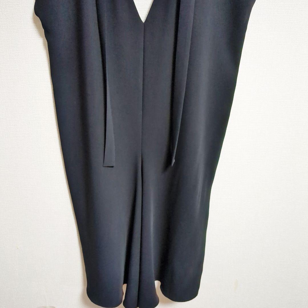 美品　アドーア　Ｗジョーゼットワンピース　ジャンパースカート　棒タイ　黒　S