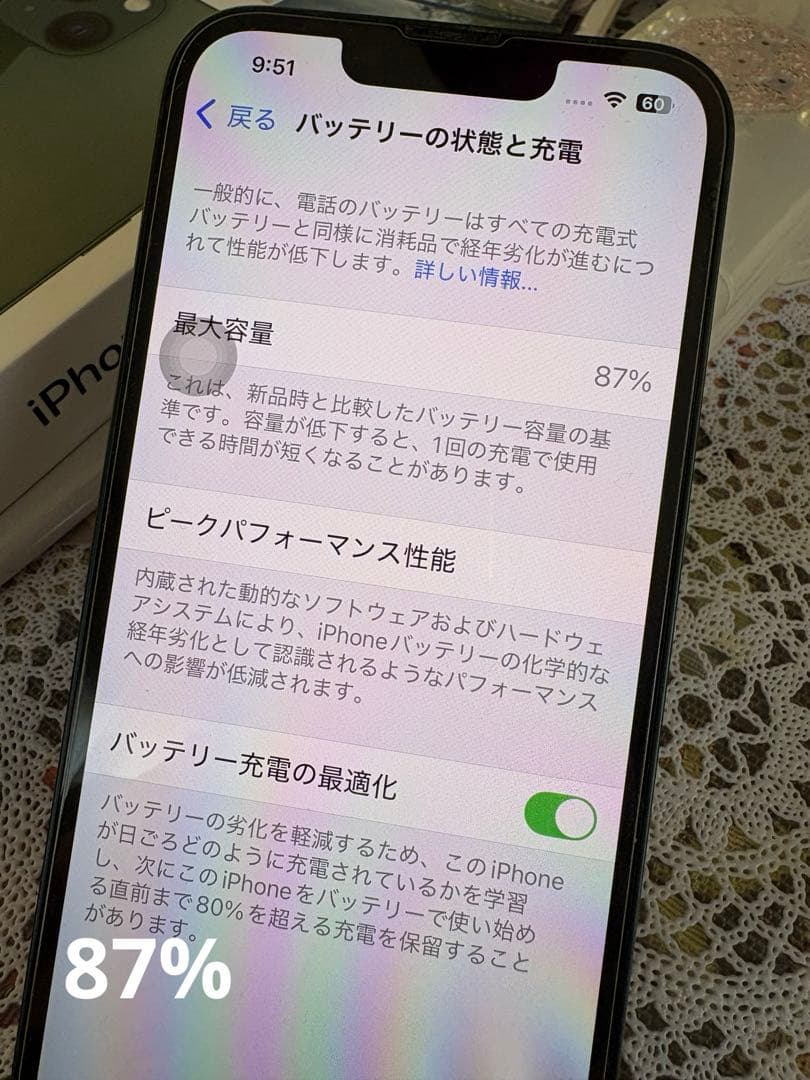 Apple iPhone13 128GB （バッテリー87%）グリーン