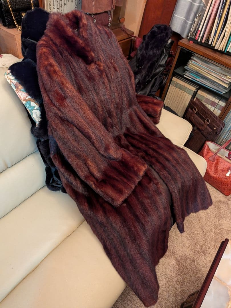 貴婦人の装い　最高級ウィーゼル毛皮ロングコート　オーダー品　呉服店購入