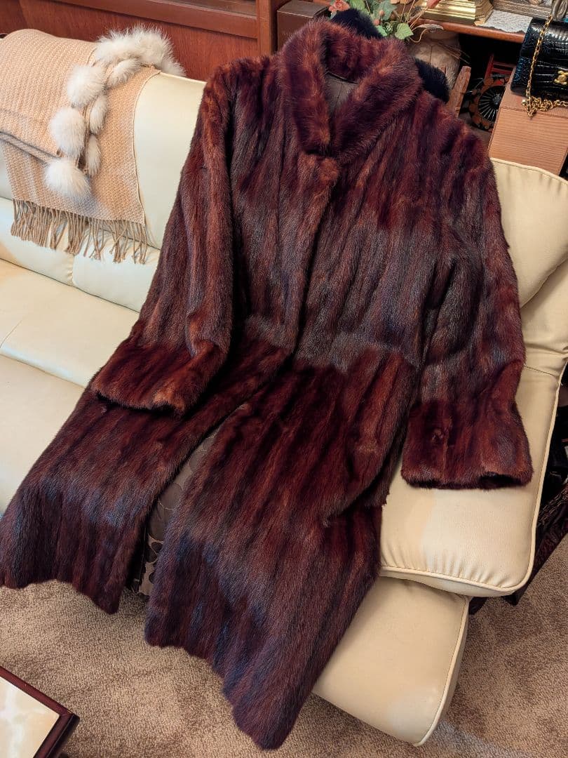 貴婦人の装い　最高級ウィーゼル毛皮ロングコート　オーダー品　呉服店購入