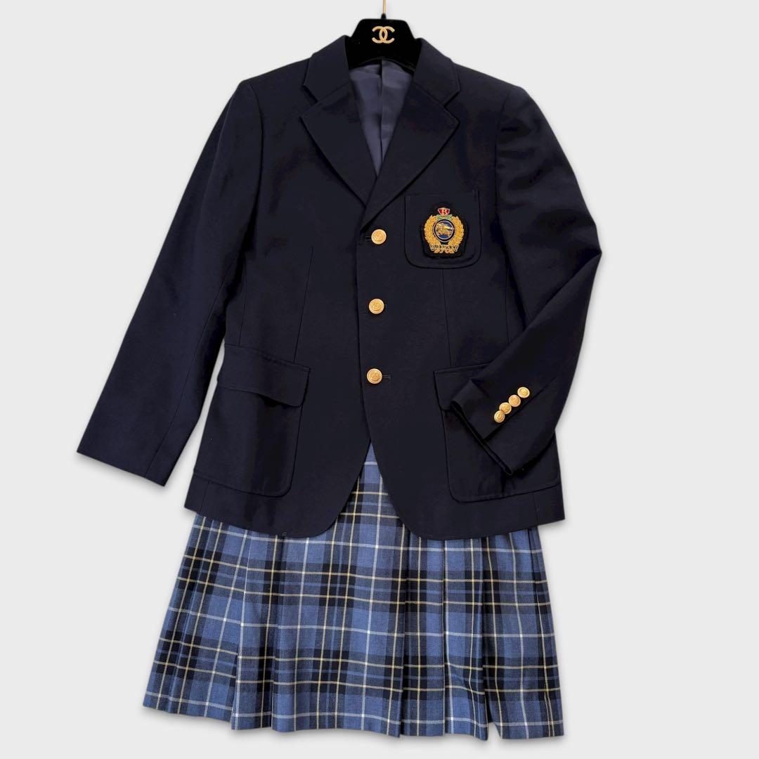 極美品 バーバリーロンドン セットアップ 紺ブレ プリーツスカート 卒業式