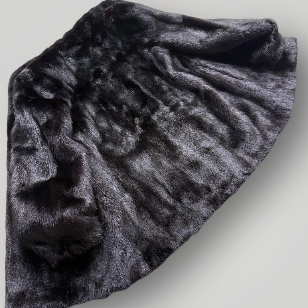 毛皮☆ブラックミンク MINK ファーコート なめし柔らか ハーフコート 11号