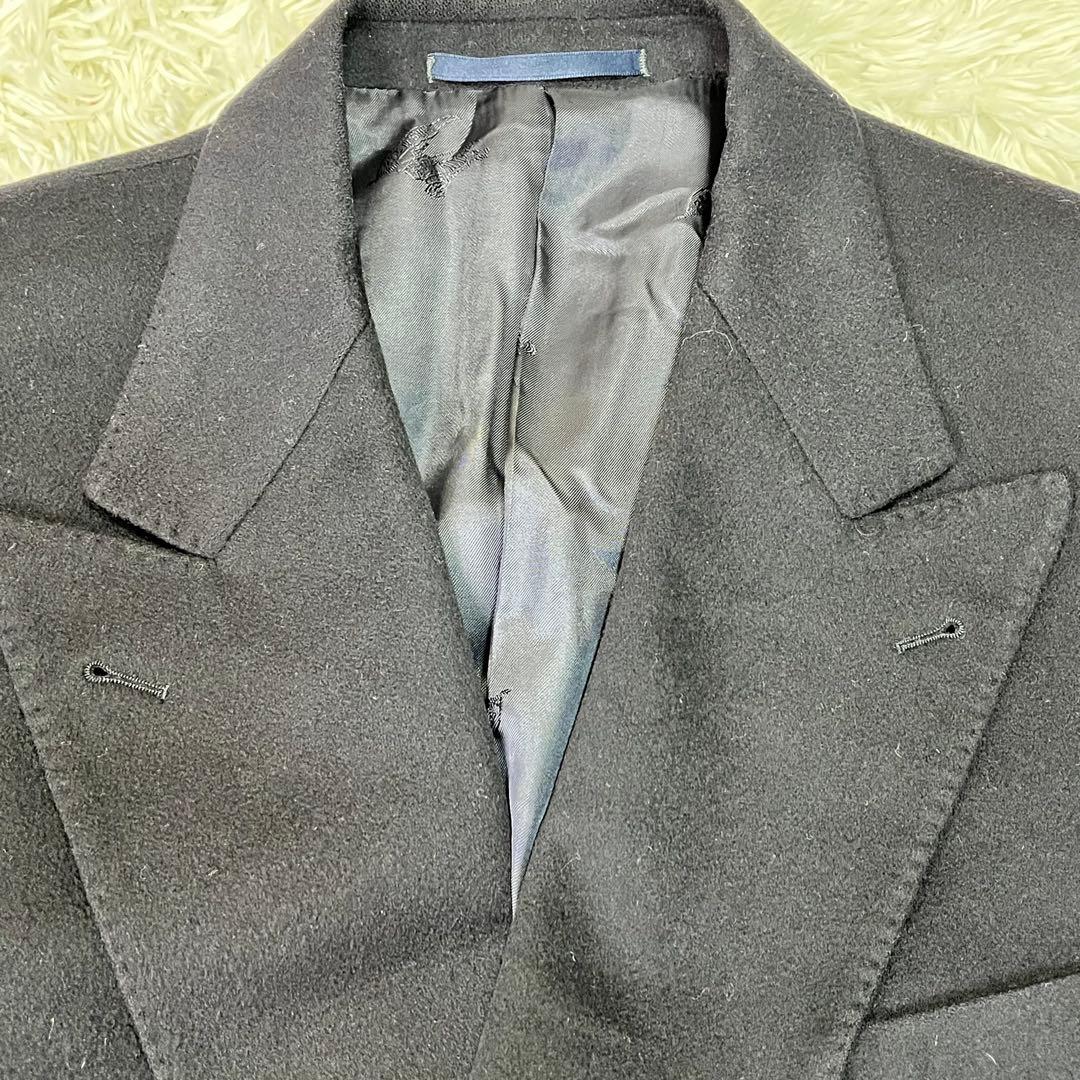 美品✨バーバリー　カシミヤ100% ダブルテーラードジャケット　金ボタン　黒　L