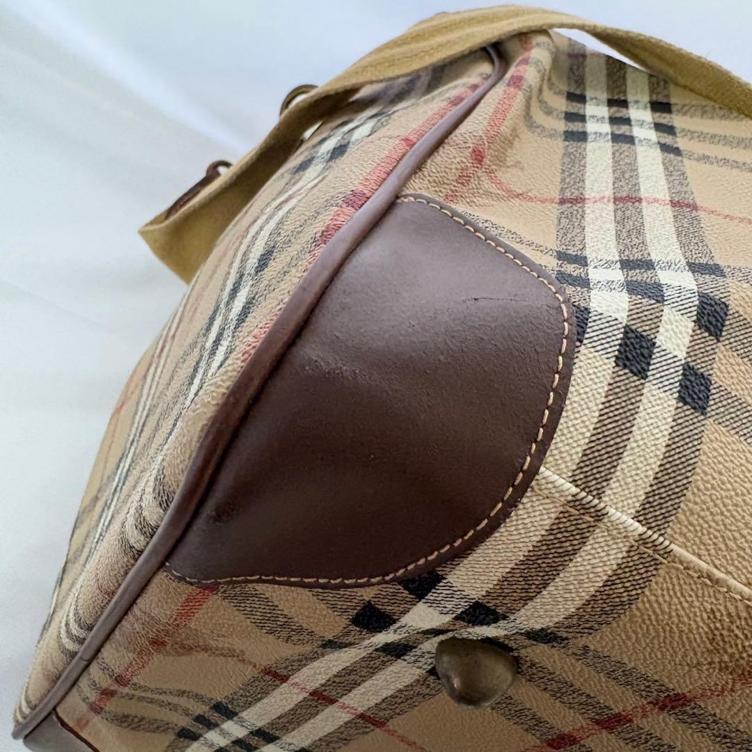 美品 バーバリー ボストンバック ノバチェック シャドーホース PVC 大容量