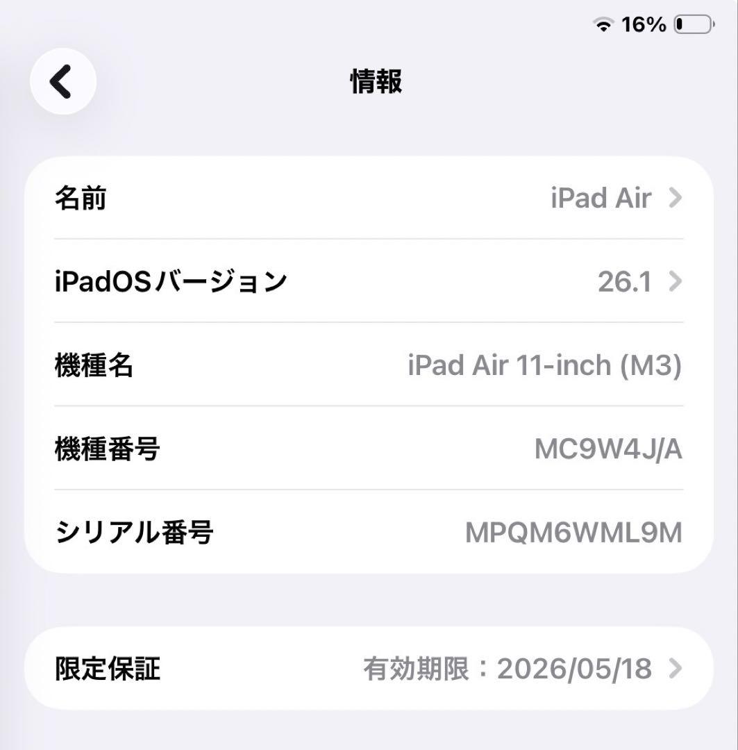 iPad Air M3 11インチ　クリアケース付