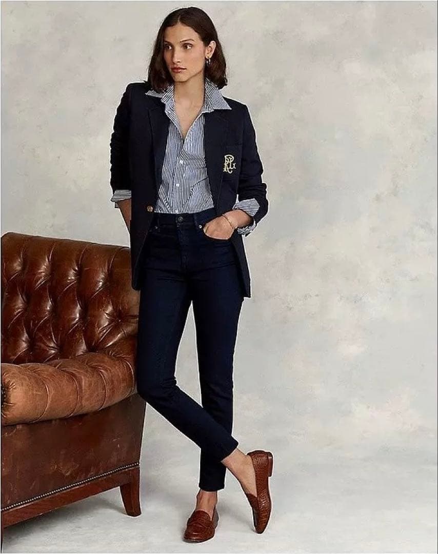 POLOラルフローレン テーラードジャケット レディース 胸ポケット ロゴ刺繍