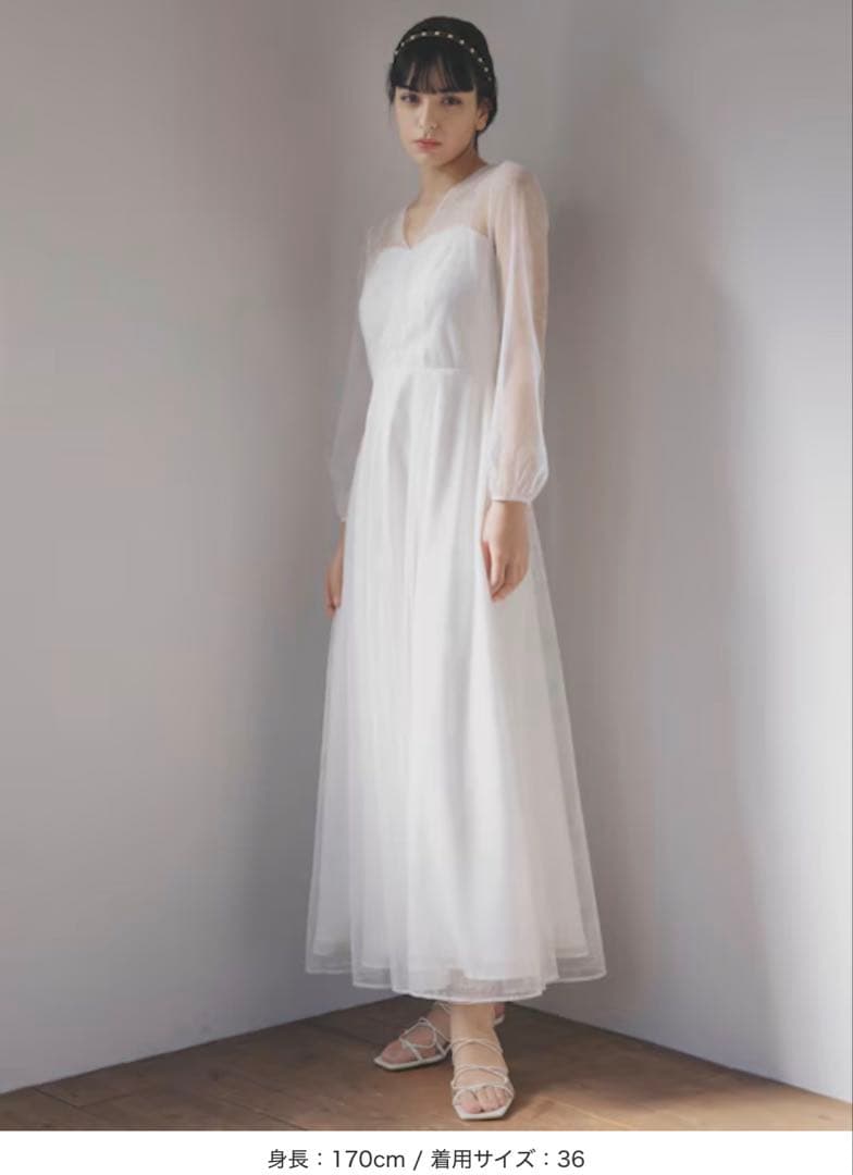 【kaene】レース×シフォンドレス whitecollection