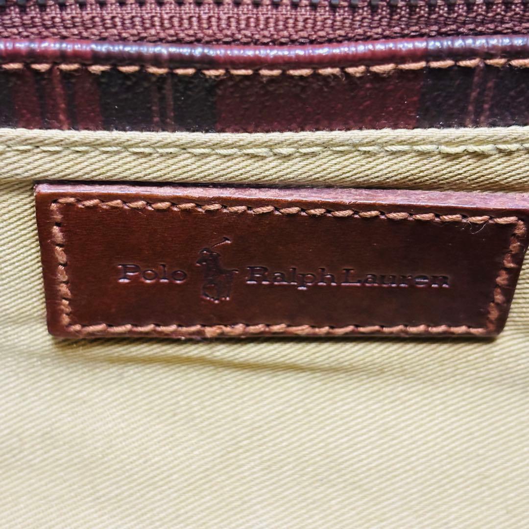 ヴィンテージ ポロ ラルフローレン チェック カバン ショルダーバッグ ブラウン