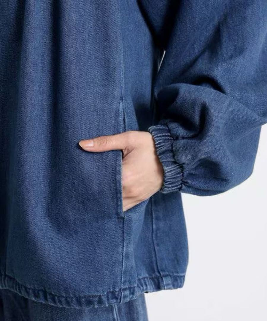 ◯ studio CLIP フリルカラー甘織りデニムシャツブルゾン ◯