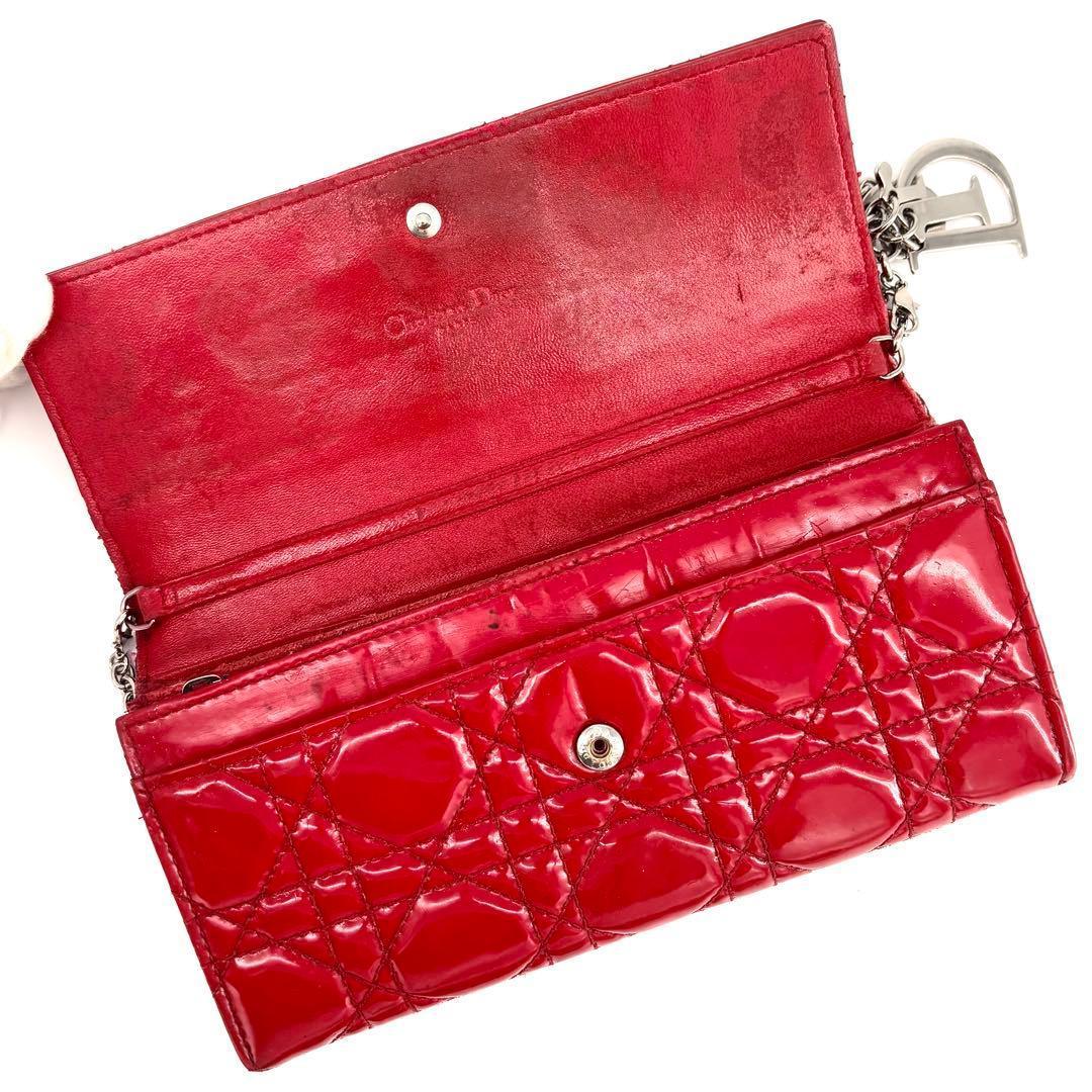 Dior レディディオール チェーンウォレット パテントレザー