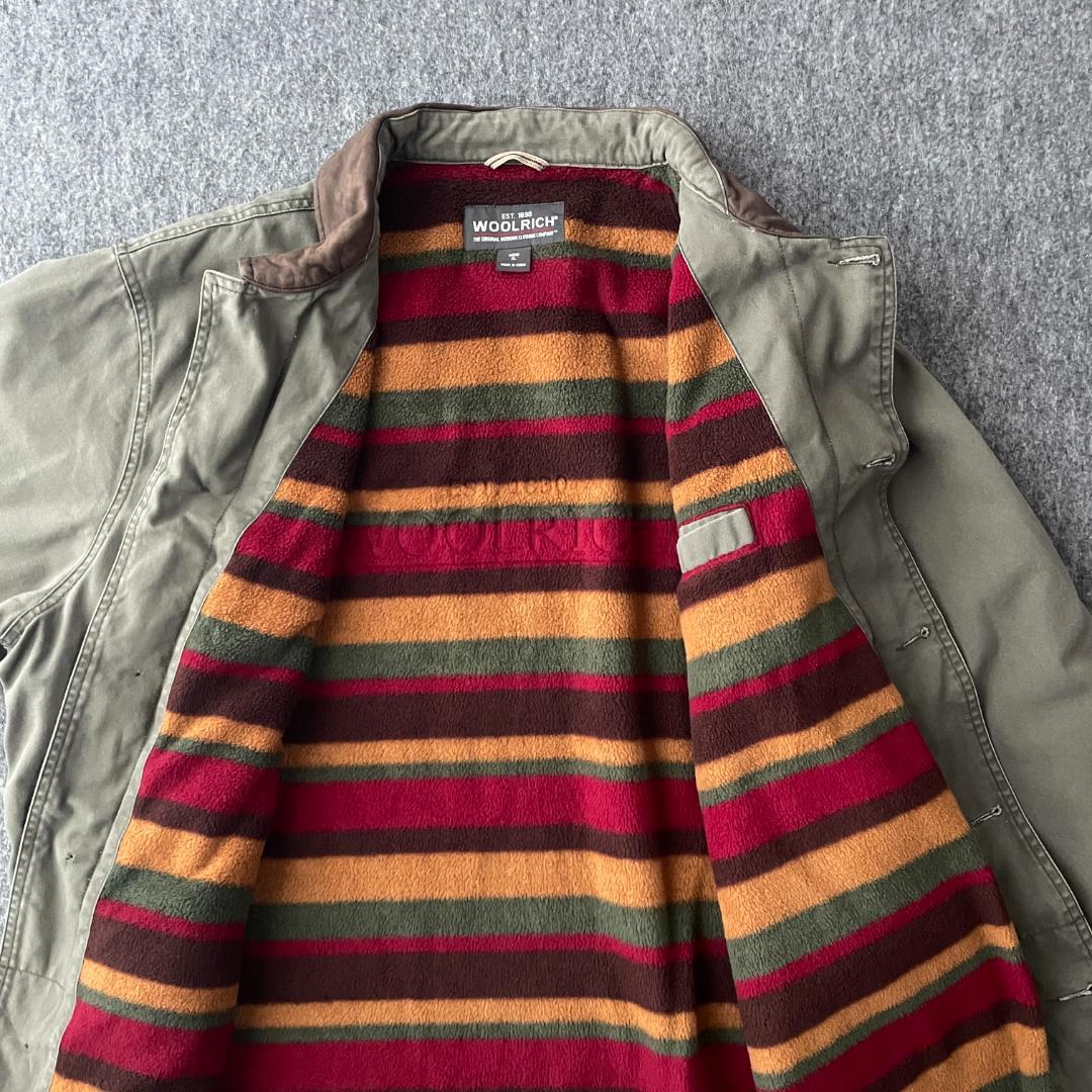 WOOLRICH　カバーオールジャケット　ハンティング　レザーカラー切替　裏ボア