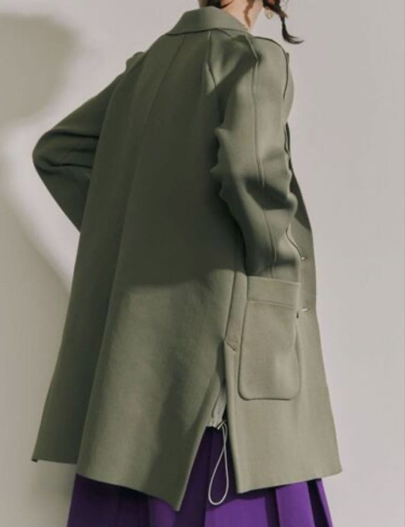 新品タグ付✨人気アンスリード　スクエアショルダーニットジャケット　ダブル　コート