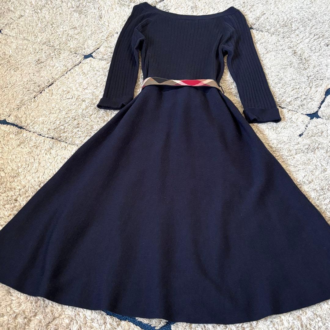 【美品✨】ブルーレーベルクレストブリッジ　切替　ドッキング　ワンピース　リボンM