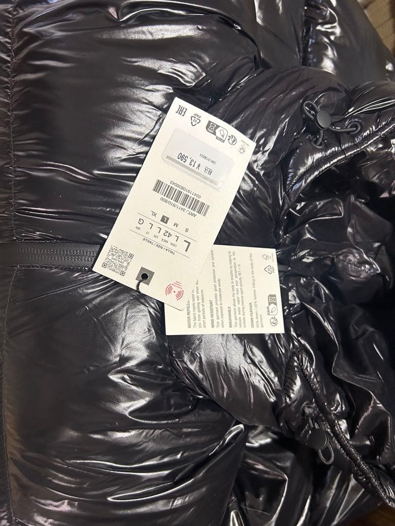 完売品 ZARA 100%フェザーダウンベスト Lサイズ新品タグ付き ブラック