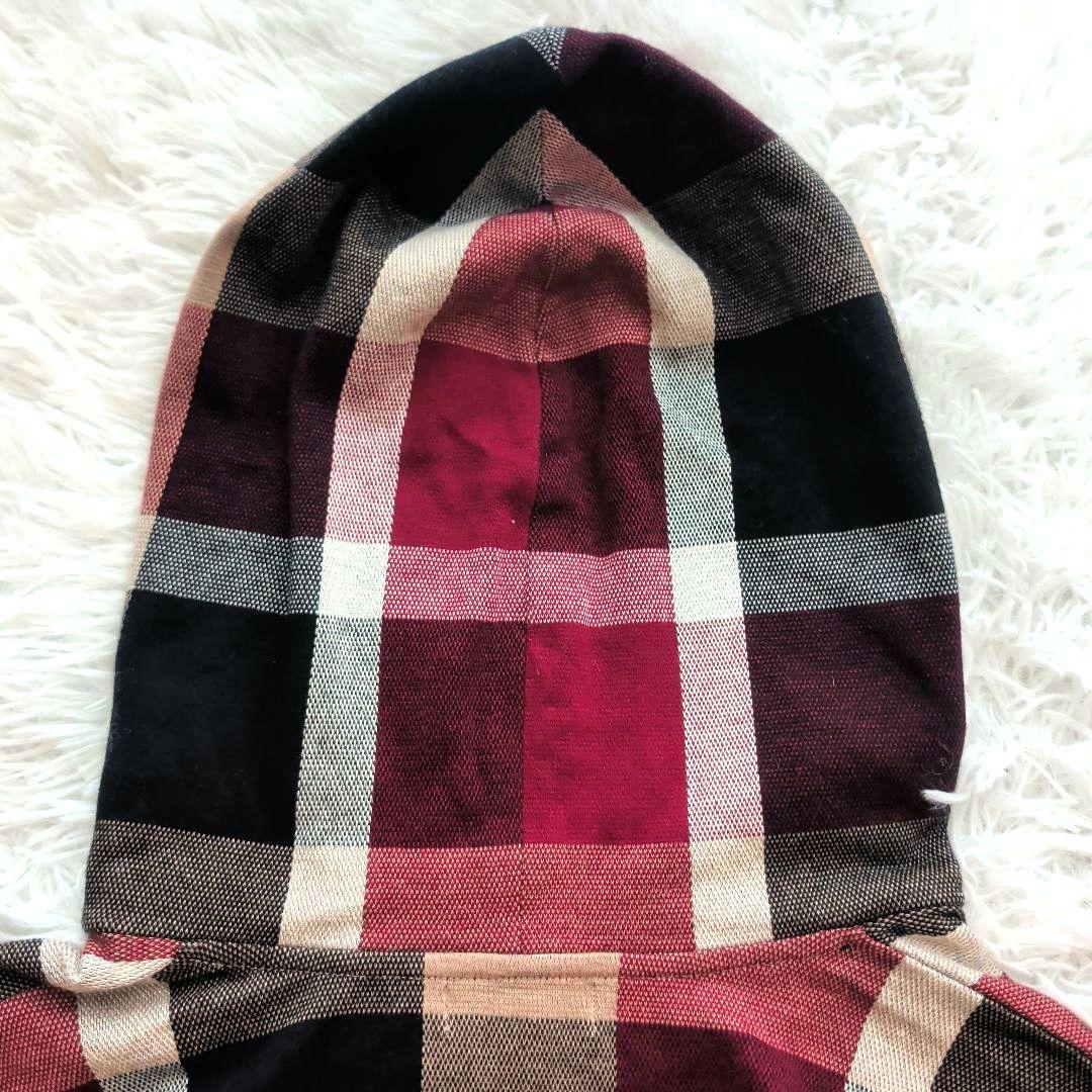 極美品 ブルーレーベルクレストブリッジ フード付きチェックワンピース 38 近年