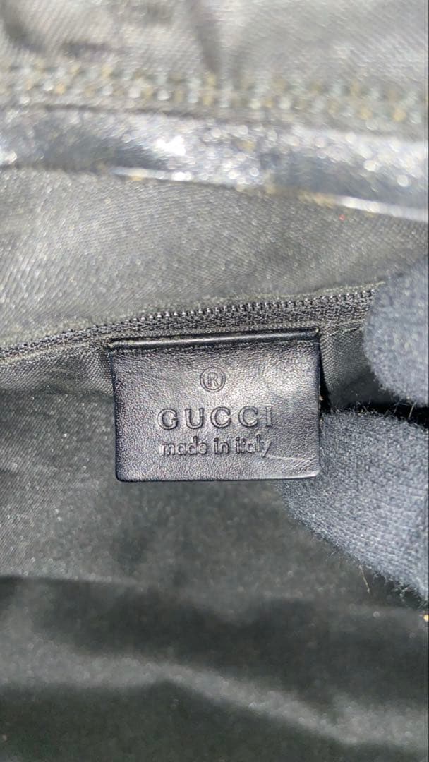 GUCCI トートバッグ GG柄　ナイロン　ブラック　手持ち　レザー