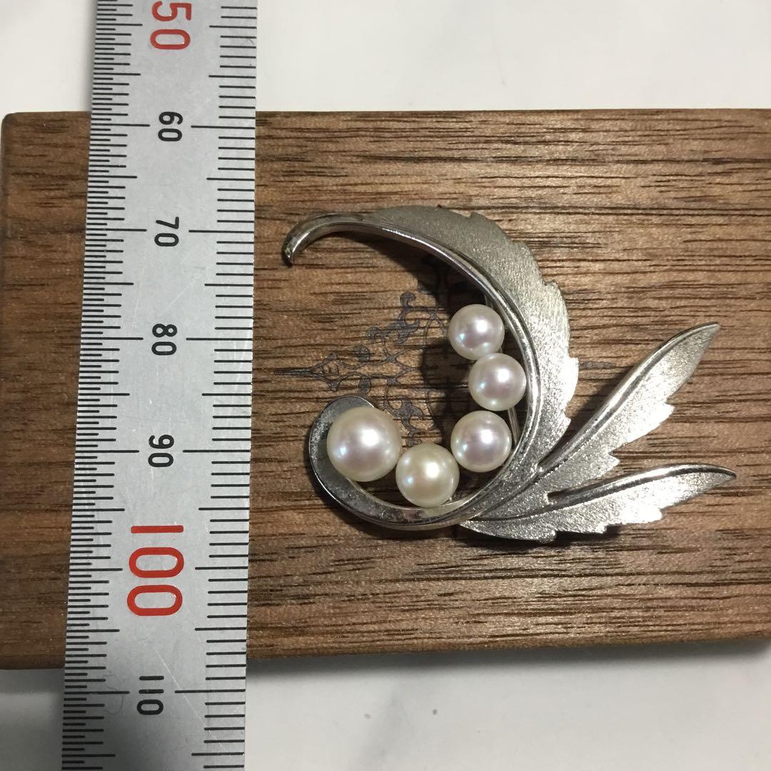 ミキモト　シルバー　天然あこや本真珠　アンティーク　ブローチ