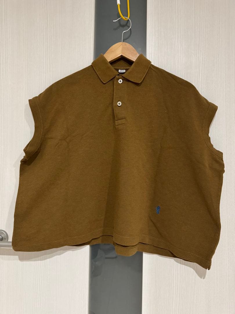 値下　美品　45Ｒノースリーブポロシャツ ブラウン サイズＦ