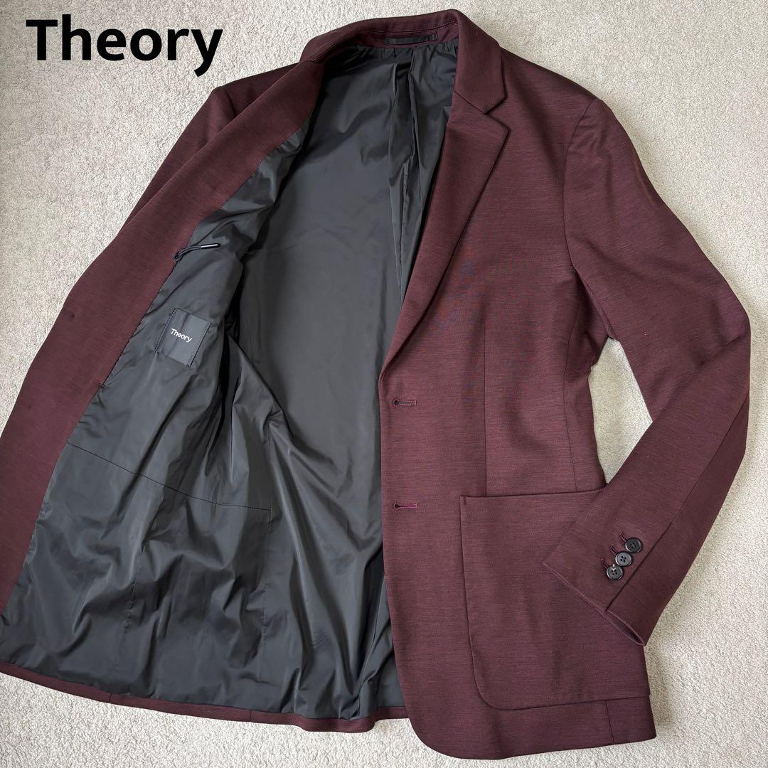 極美品 セオリー 現行タグ アンコンジャケット バーガンディ メンズ ストレッチ