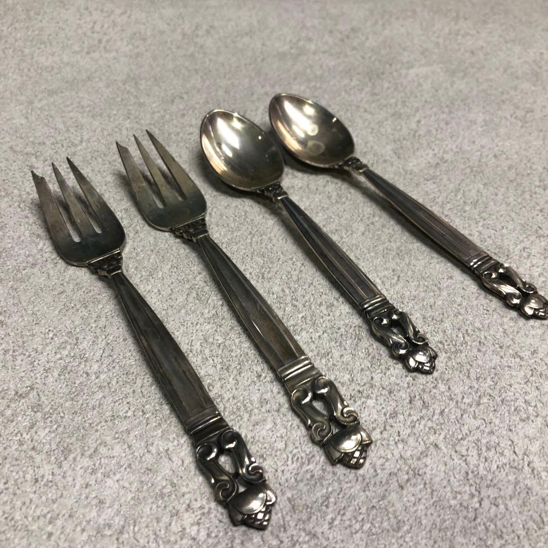 f13  ジョージジェンセン銀スプーンフォークset