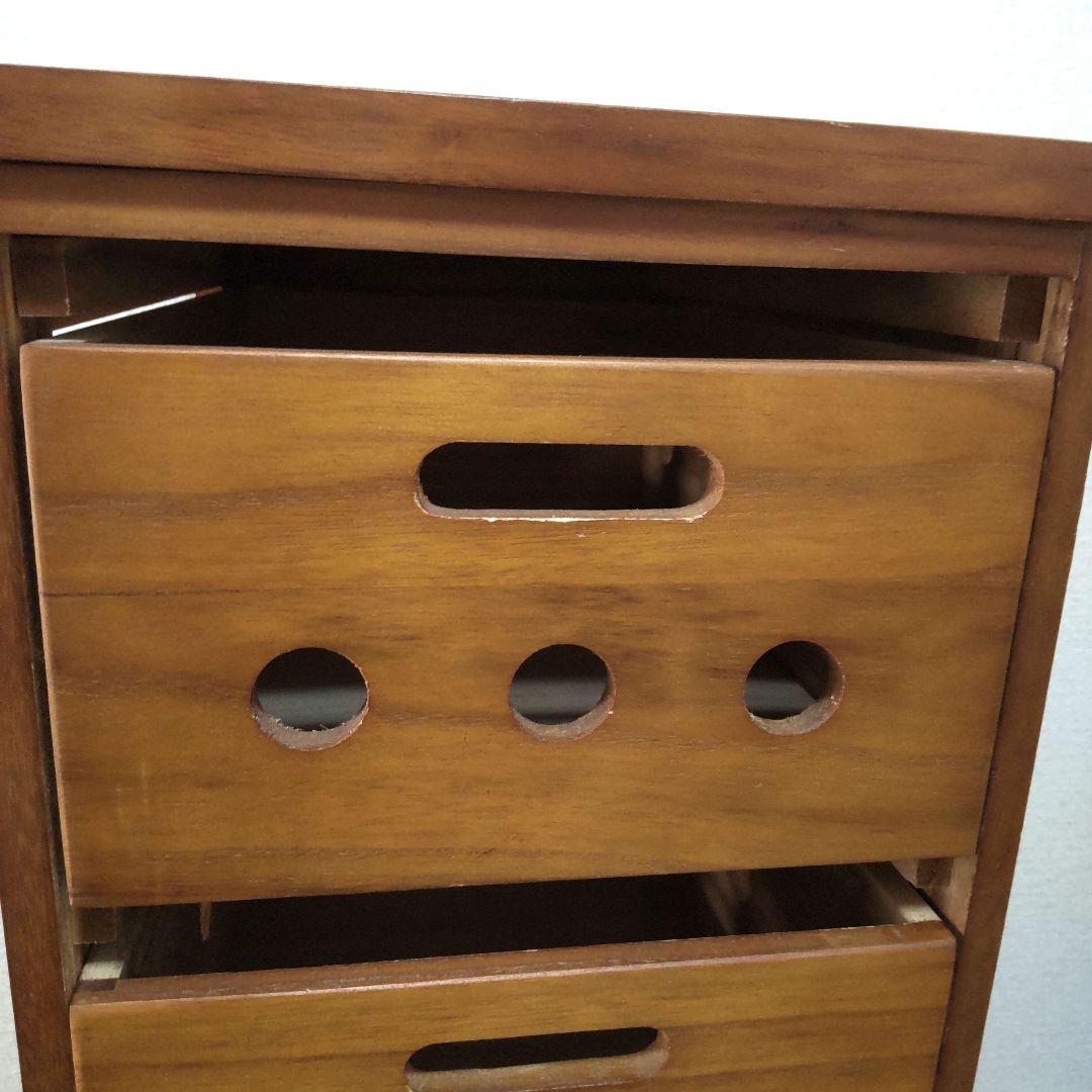 山善　木製キッチンワゴン 4段引き出し　キャスター付　ストッカー YAMAZEN