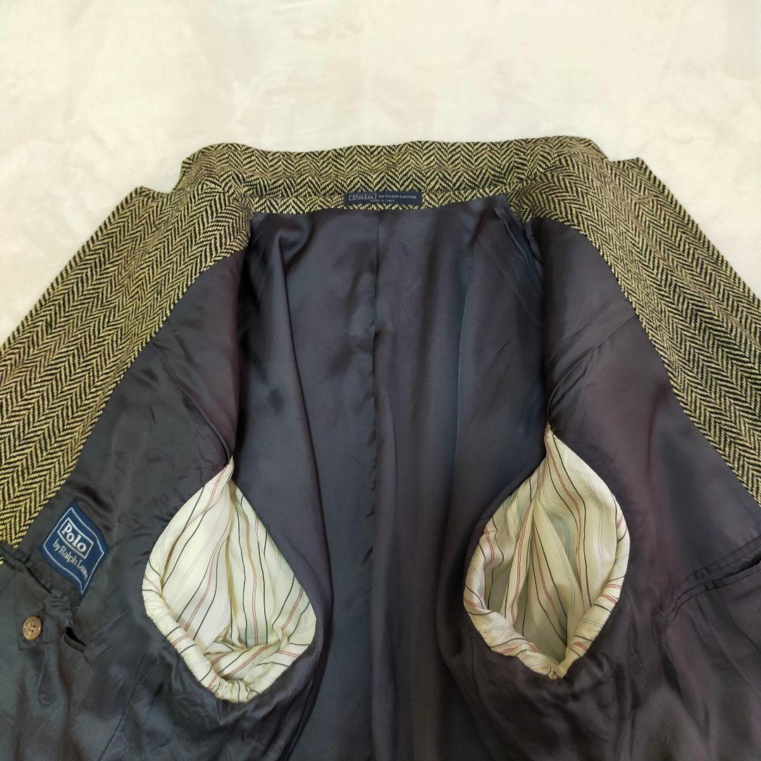 イタリア製　ポロラルフローレン　シルクウール　ヘリンボーン　テーラードジャケット