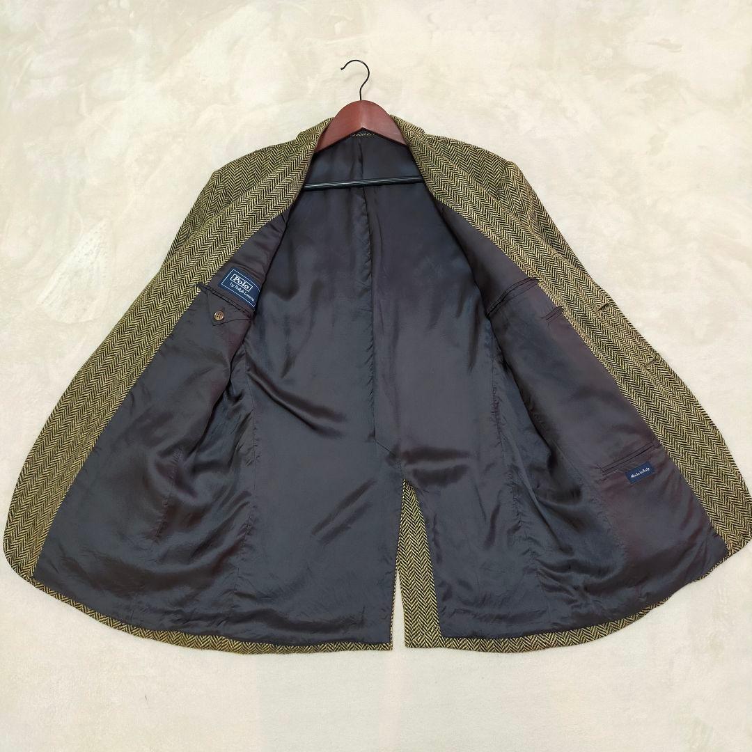 イタリア製　ポロラルフローレン　シルクウール　ヘリンボーン　テーラードジャケット