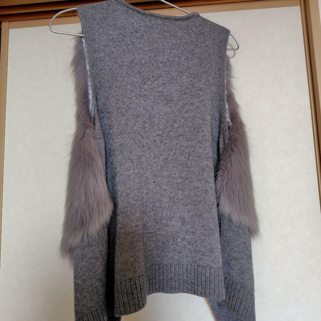 アルアバイル　フェイクファー　ショートジレ　グレー　02サイズ