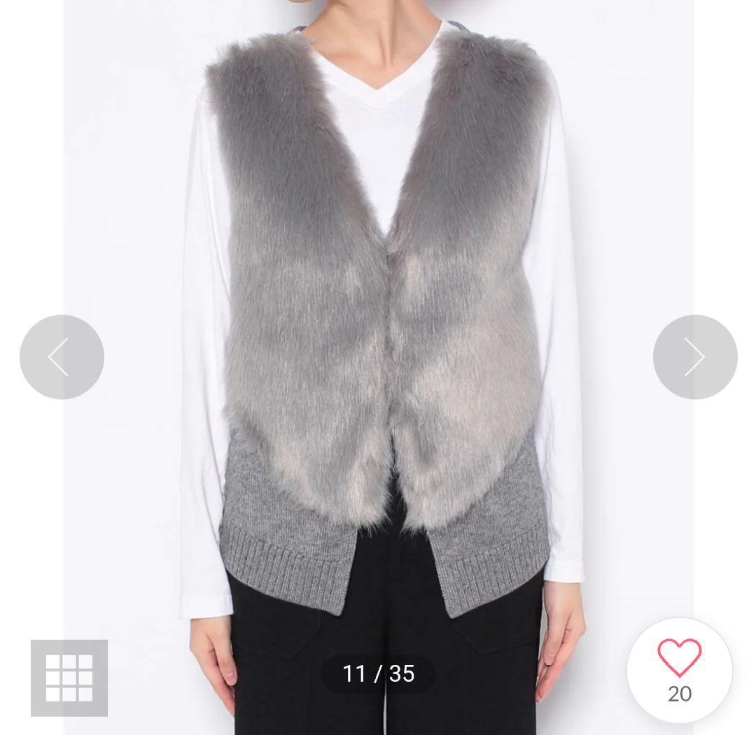 アルアバイル　フェイクファー　ショートジレ　グレー　02サイズ