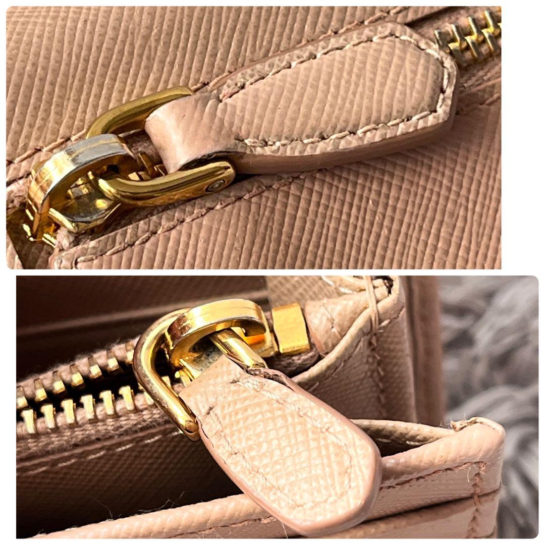 良品✨PRADA フィオッコ　メタルロゴ　サフィアーノ　長財布　ベージュ