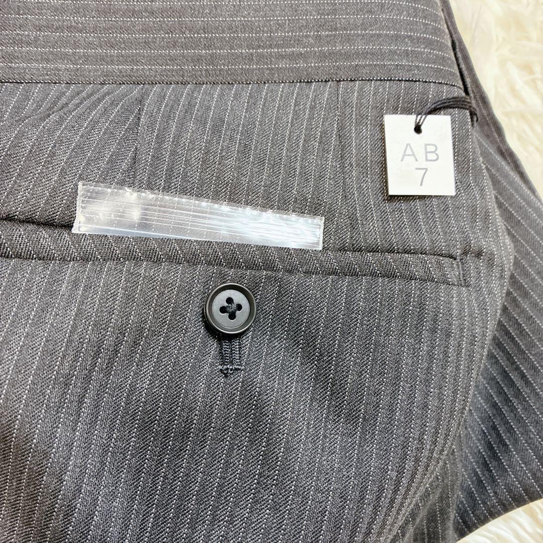 【新品】ORIHICA グレー ストライプ ビジネススーツ AB7 XL相当