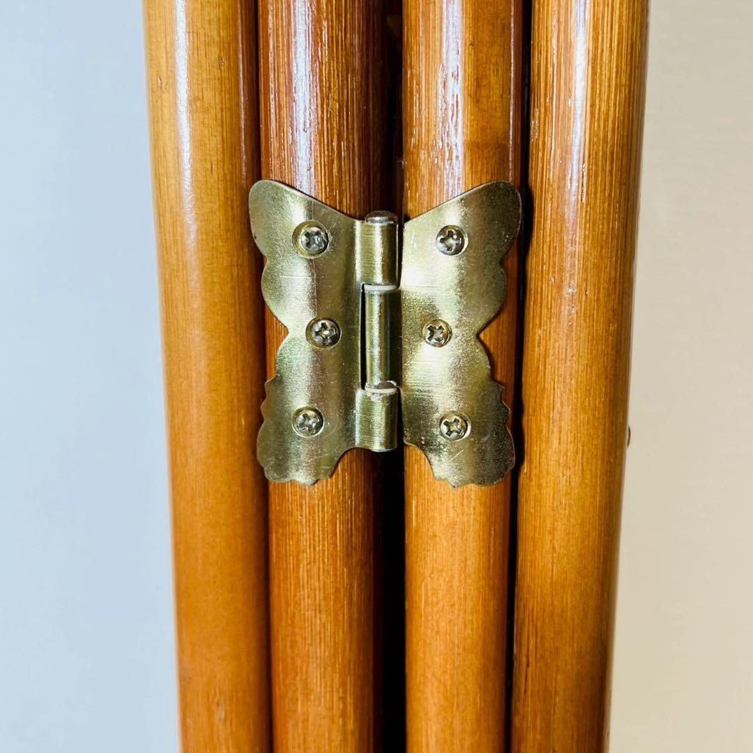 ラタン パーテーション 籐家具 昭和レトロ 4連 衝立 間仕切りアジアンテイスト