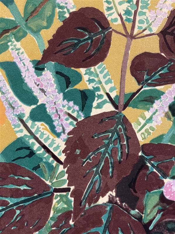 ゆ*♪様 「真作」小倉遊亀「紫蘇の花」木版画　11/280　証書付き