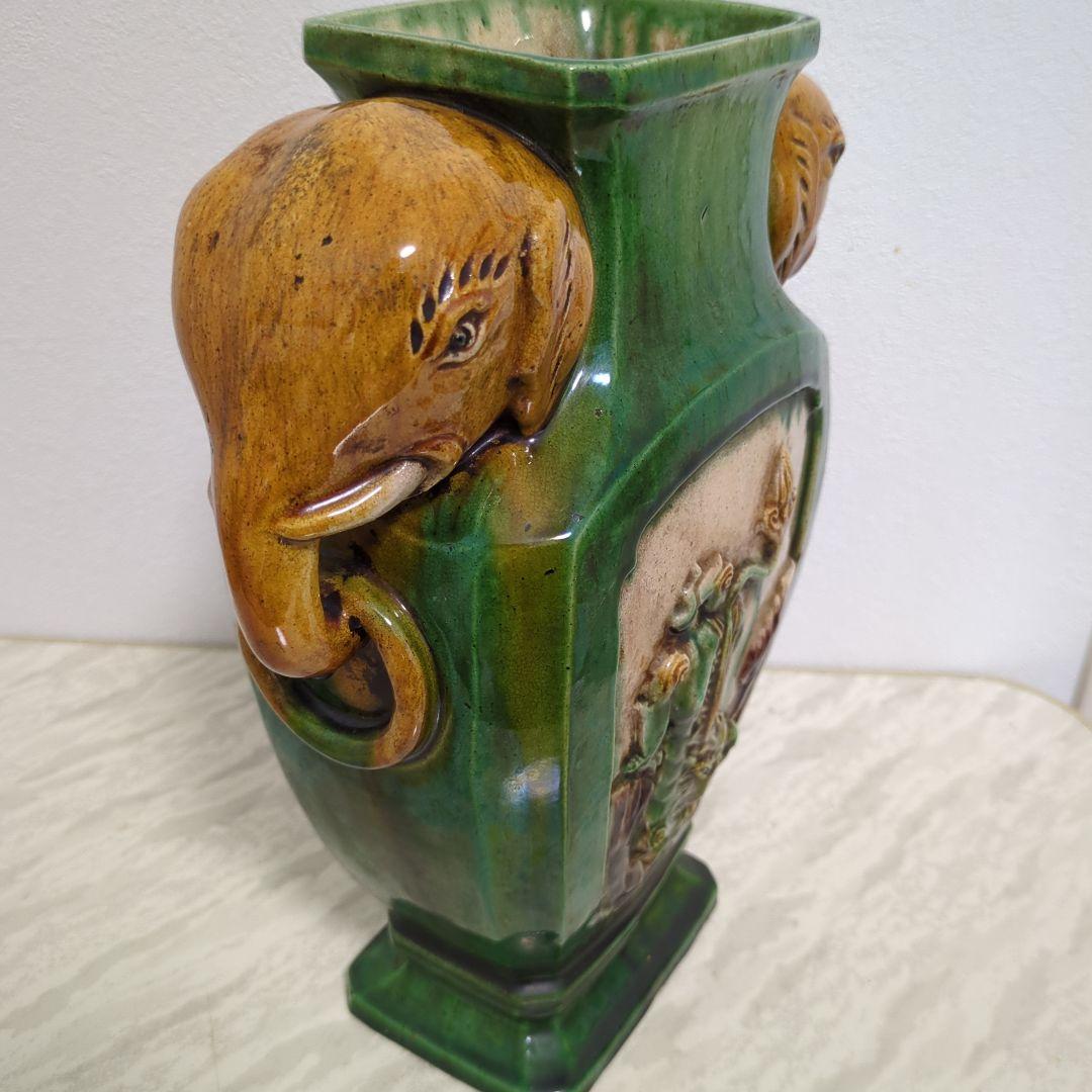 三彩象双耳象蓋餅壺 唐三彩 242