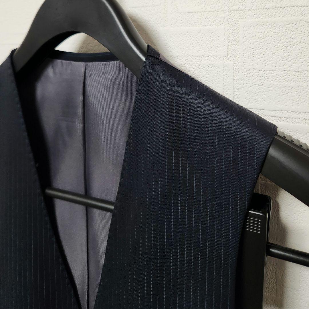 レダ　×　グローバルスタイル　メンズ　スーツ　スリーピース　濃紺　ストライプ