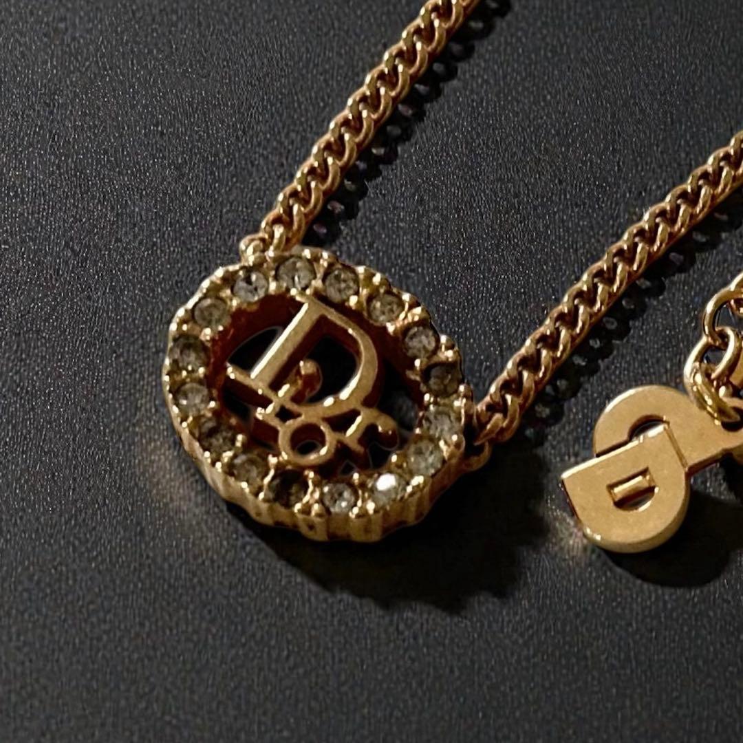 Christian Dior ネックレス　ロゴ　ゴールド　ストーン