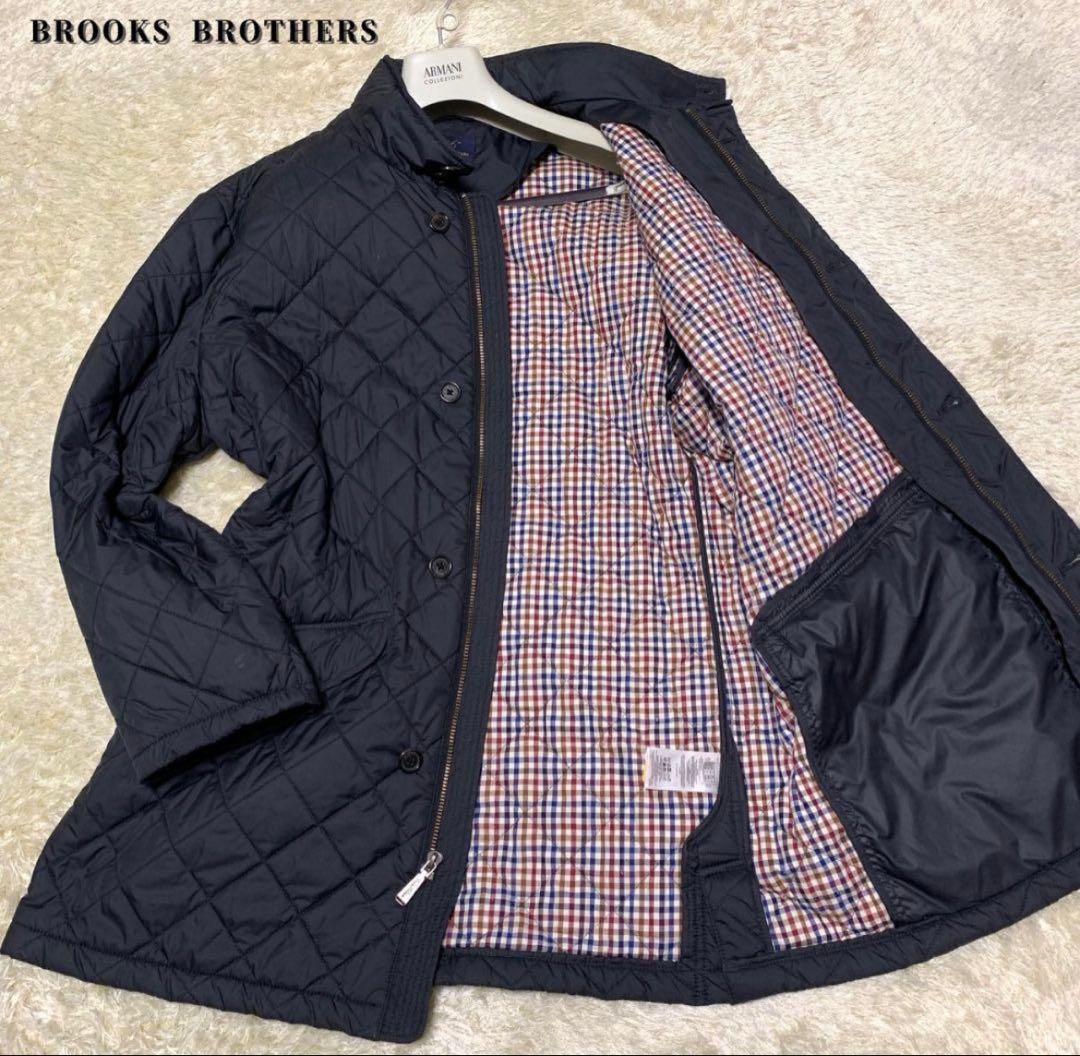 【美品】ブルックスブラザーズ　キルティングコート　フード　ダークネイビー　XL