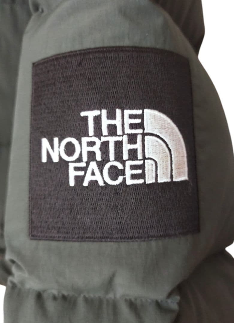 美品　THE NORTH FACE カーキ 黒パッチダウンジャケット
