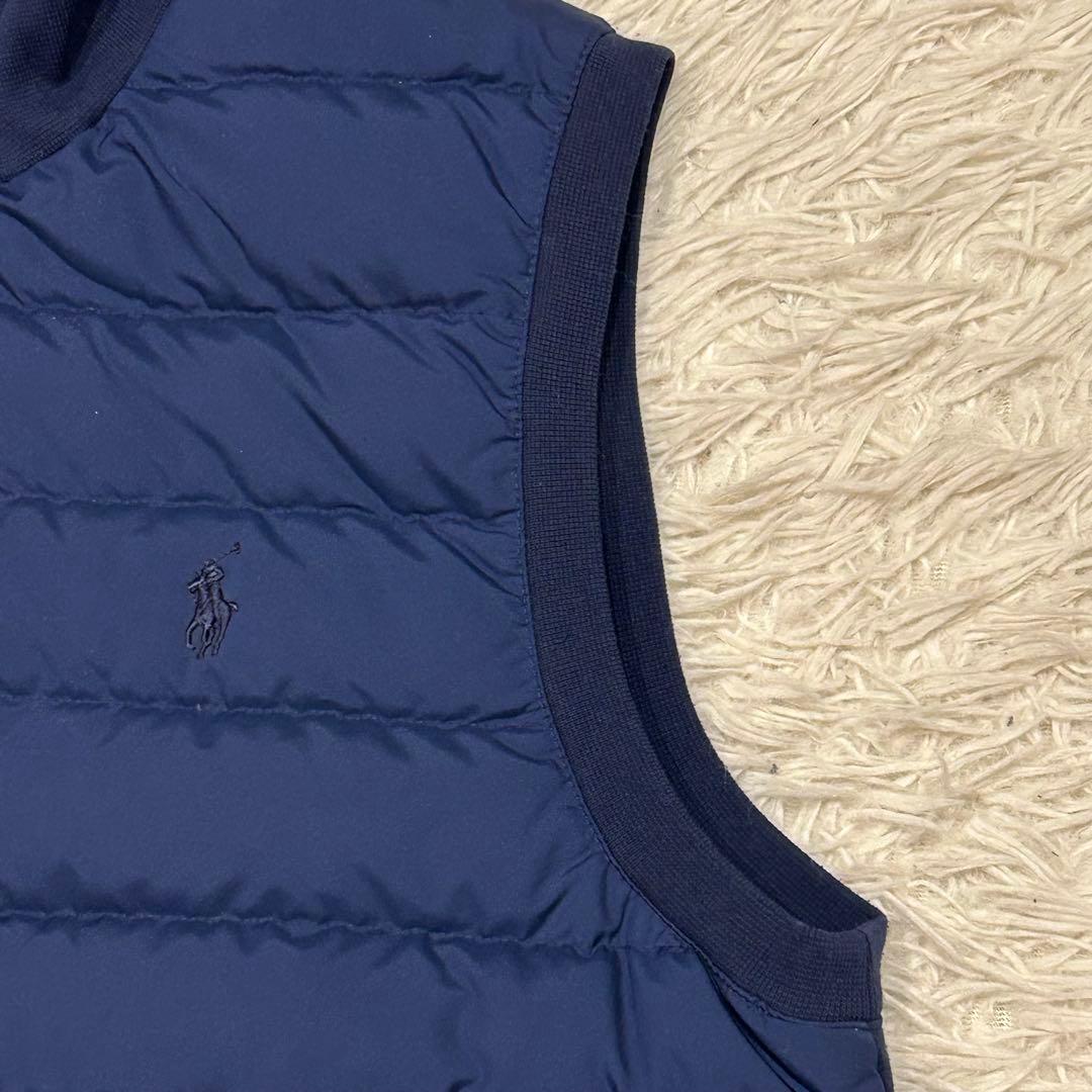 美品　ポロラルフローレン　ダウンベスト　切替　ポニー刺繍　紺　ゴルフウェア