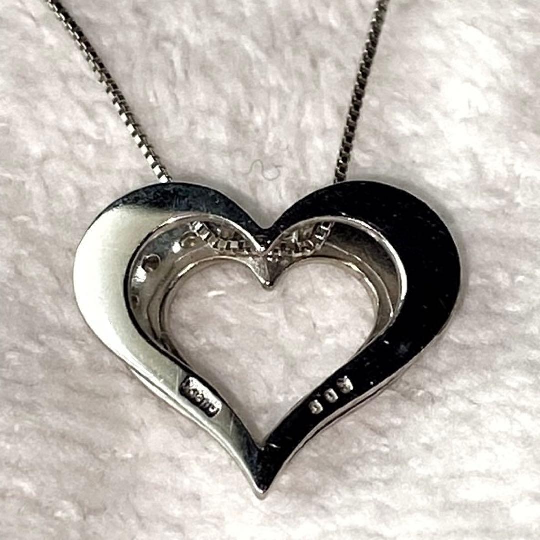 K18WG ダイヤ オープンハートネックレス 0.06ctペンダント