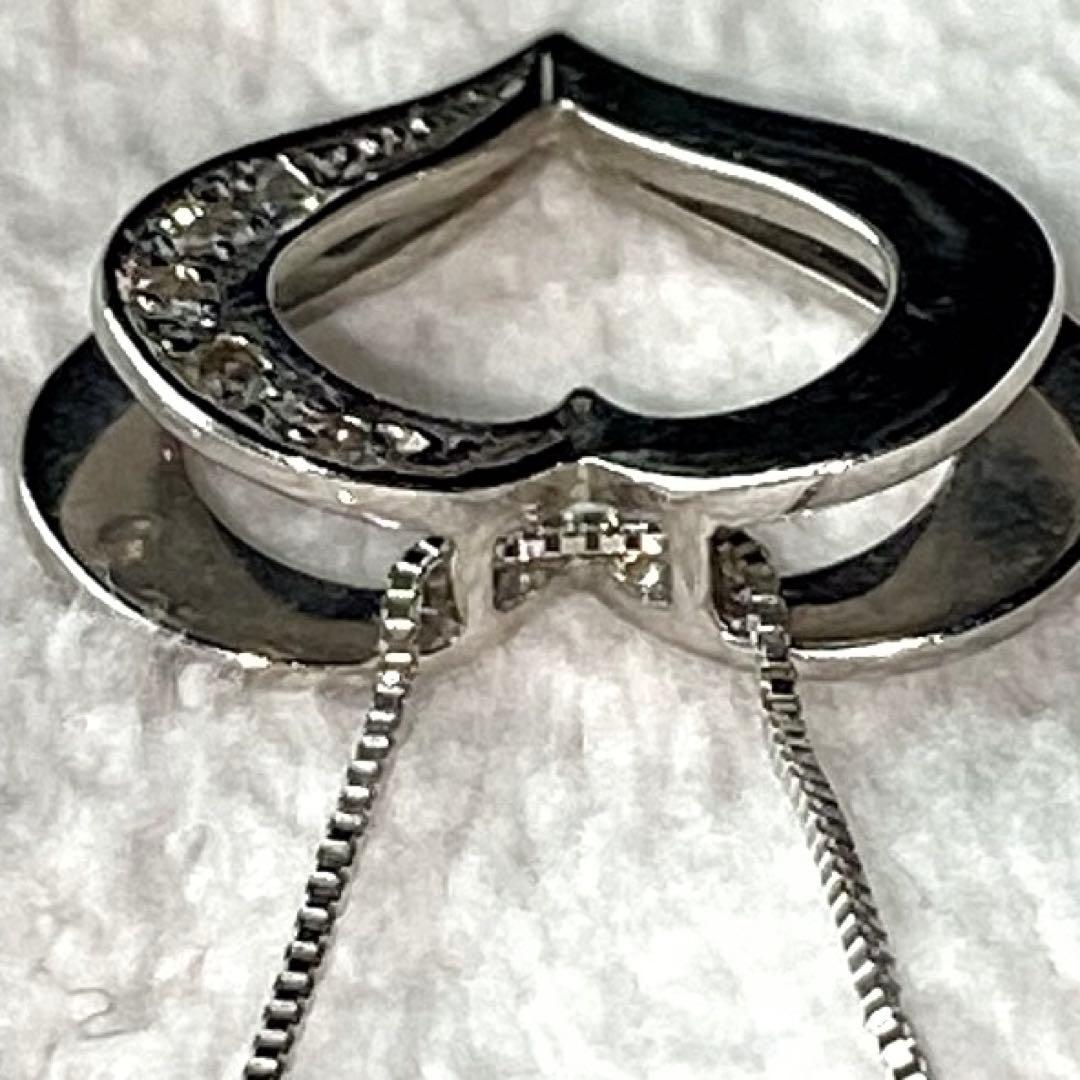 K18WG ダイヤ オープンハートネックレス 0.06ctペンダント