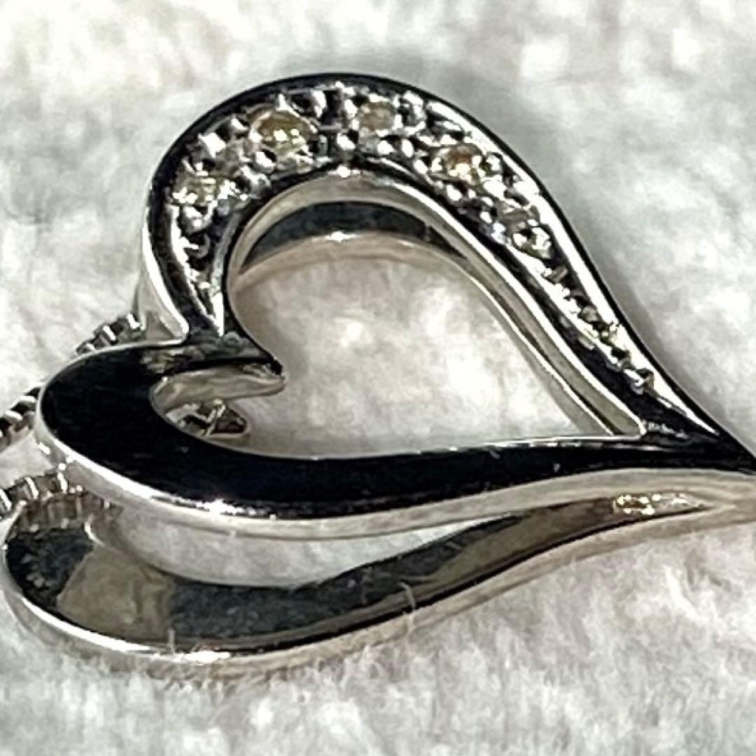 K18WG ダイヤ オープンハートネックレス 0.06ctペンダント