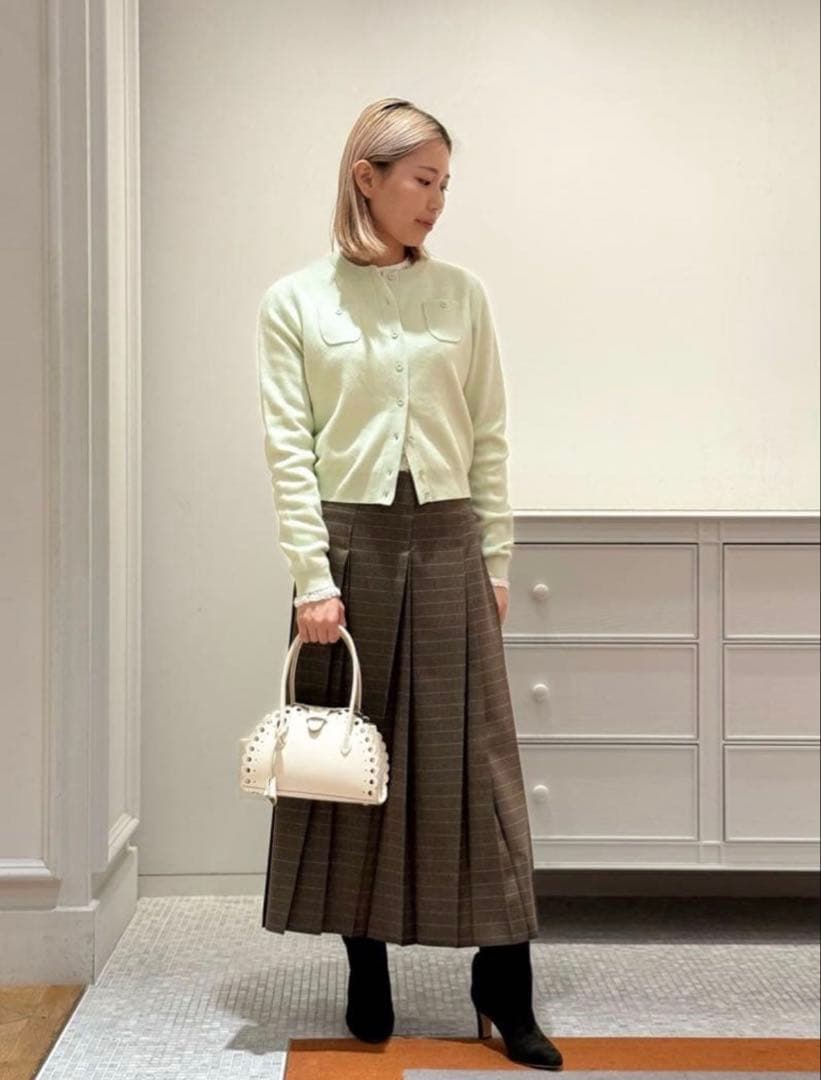 新品キャバンcaban ライトグリーンXSコットンカシミヤ カーディガン