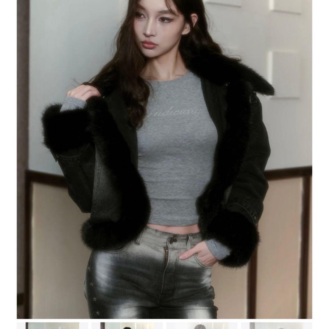 ジャケット・アウター Washed denim fur outer andwang.shop