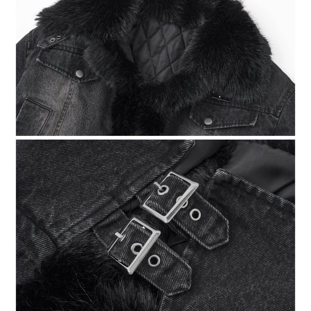 ジャケット・アウター Washed denim fur outer andwang.shop