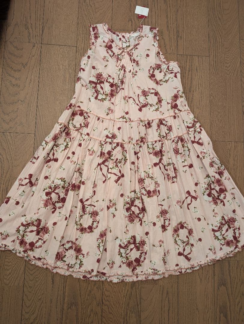 (未使用品タグ付き)ピンクハウス　ブーケとうさぎのミディワンピース